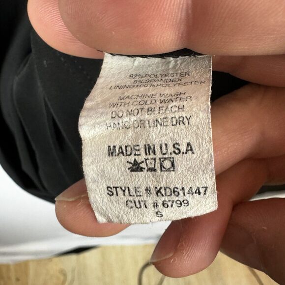 Voilà Black Gathered Dress Polyester Spandex Pockets USA Made XS/S LBD - Picture 11 of 11